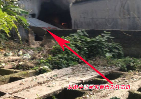 圖示位置為被拍攝到的戰機垂尾